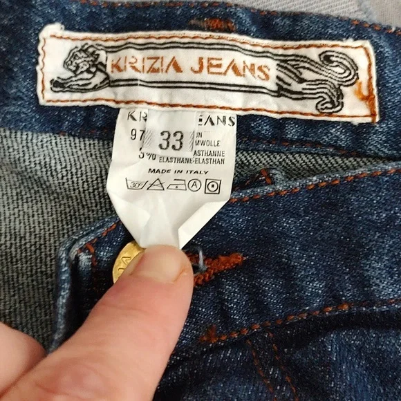 NWOT! 90s Italian Designer Krizia Jeans High Waist 28" Cotton Stretch Logo 33 EU - Picture 9 of 10